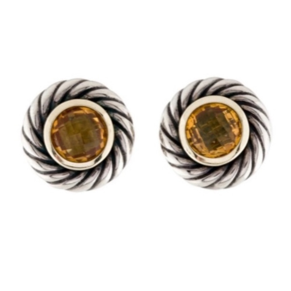 Authentic David Yurman Citrine 18k Gold Cookie Earrings